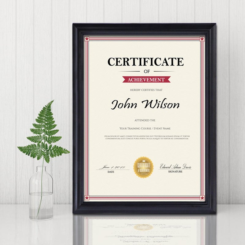 PETAFLOP 8.5x11 Certificate Frame  Black Picture Diploma Degree Document Frames with Real Glass Front  Wall or Tabletop Vertically or Horizontally Display  4 Pack - Image 2